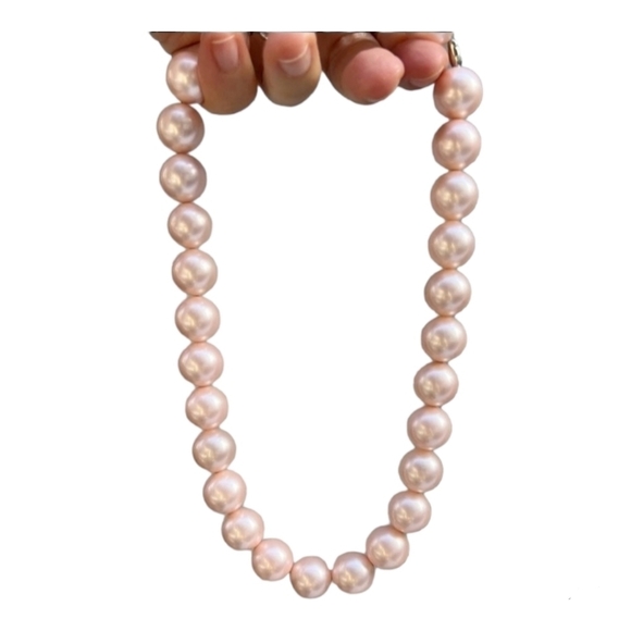 Blush Pink faux Tahitian Pearl necklace NEW - Picture 1 of 4